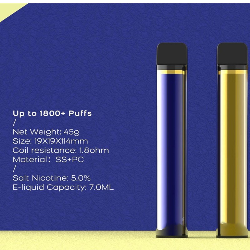 XXL Dispositivo de vaina desechable Cigarrillos 1800 Puffs Preparada Vape Pen 7ml Cartuchos de 950mAh E-cigarrillos